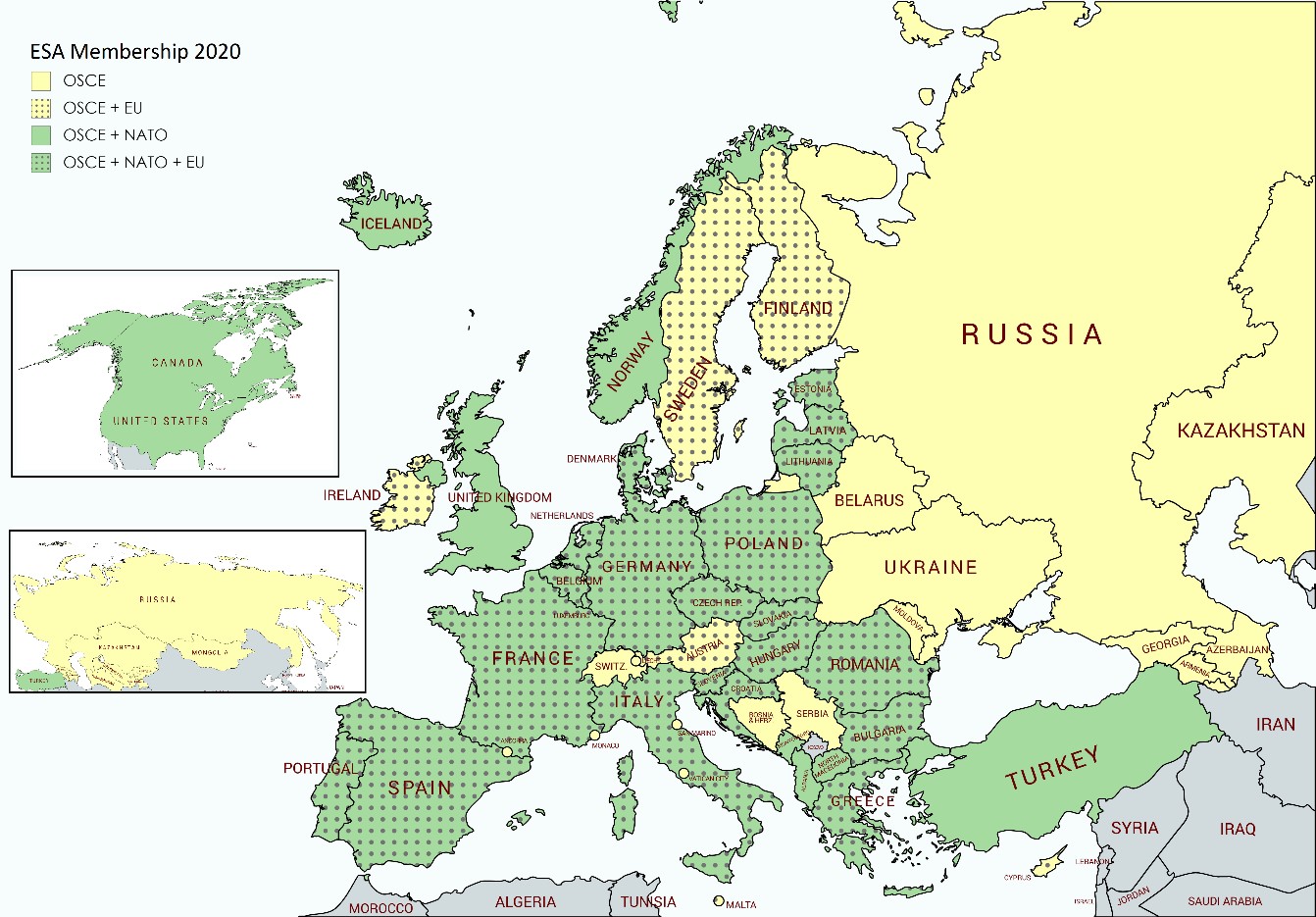 Nato Eu Osce Membership Overlap Globe