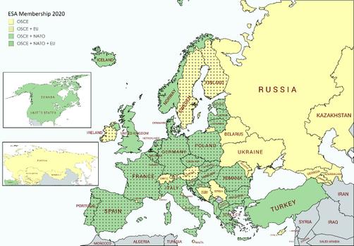 Figure B: Overlapping membership map of NATO, the OSCE and the EU